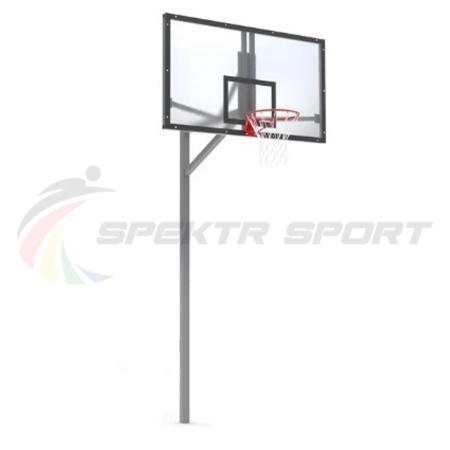 Купить Стойка баскетбольная уличная упрощенная со щитом из оргстекла, кольцом и сеткой SP D 412 в Асине 