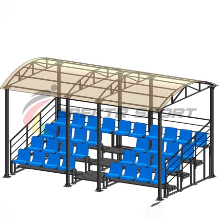Купить Трибуна для зрителей 4 ряда на 34 места с навесом и перилами в Асине 